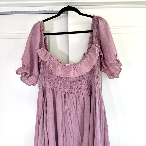 Square Neck Smocked Puff Sleeve 100% Cotton Dress XXL - Picture 12 of 13